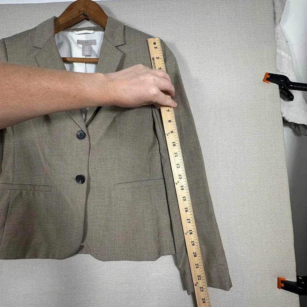 H&M Blazer Jacket Womens XS Taupe Brown Two Button Tailored Professional